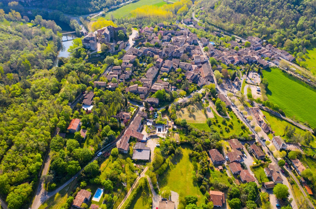Aerial view of a Swiss residential village