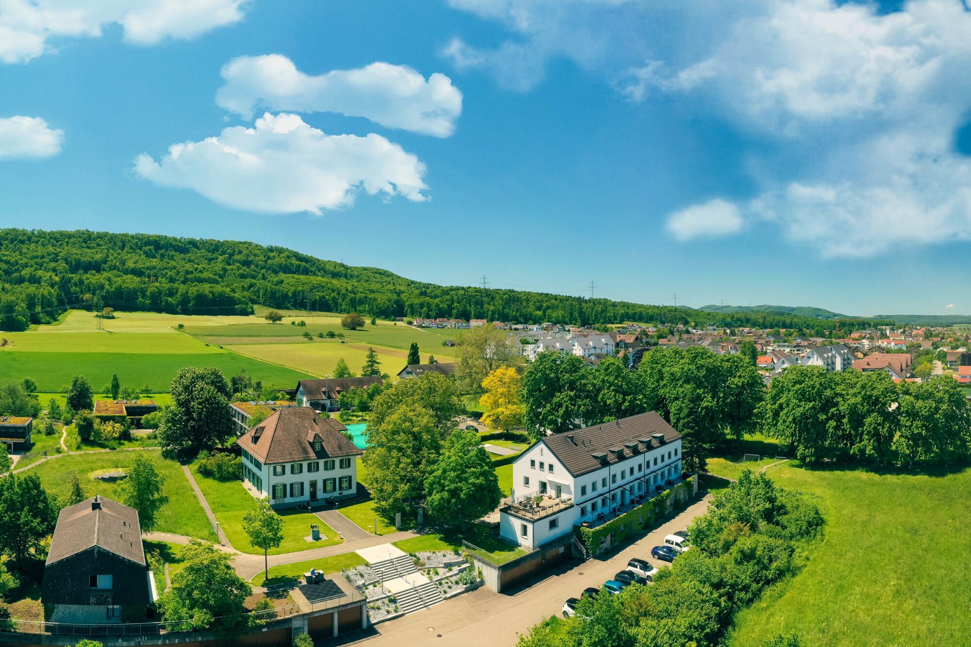 Aerial view of the Neuhof campus, Switzerland